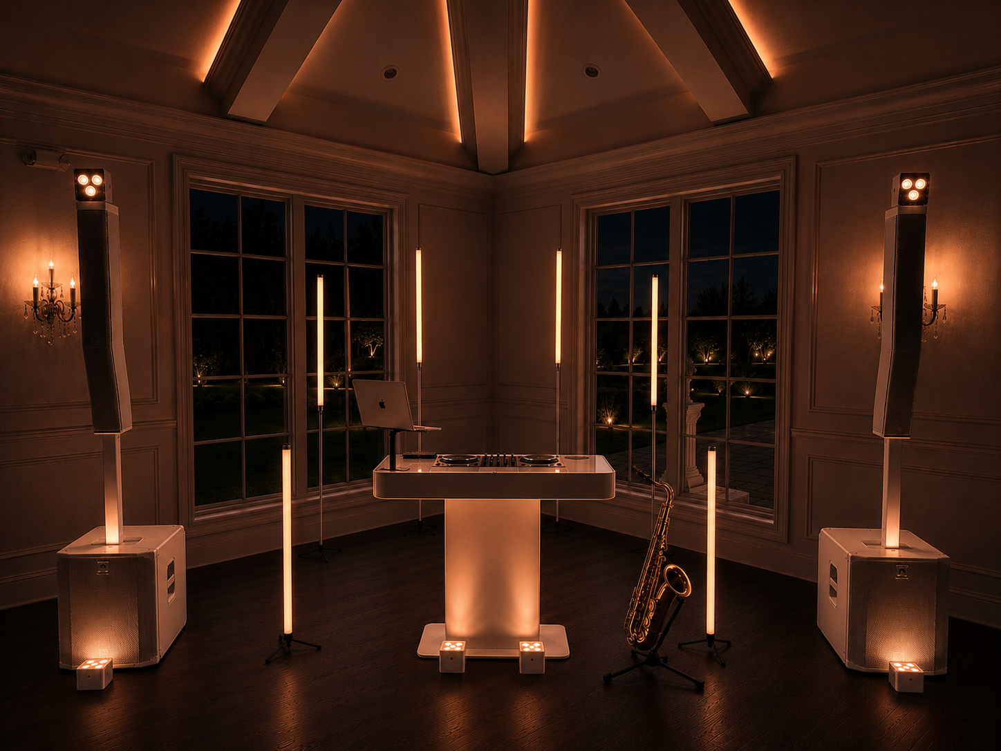 Knox Signature white DJ command center setup